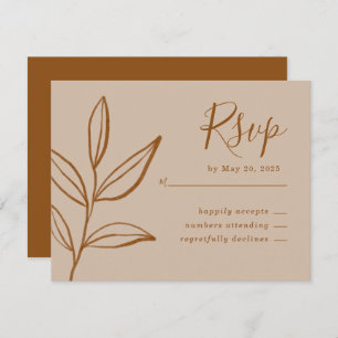Elegant Terracotta with Leaves Boho Wedding RSVP Enclosure Card