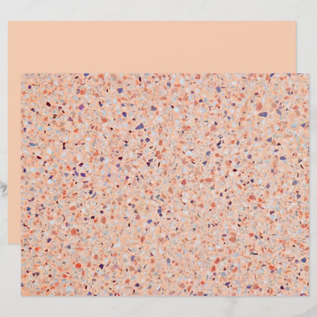 Elegant Terrazzo Retro Pink Purple White Pattern (Front/Back)