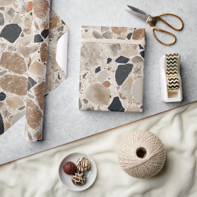 Elegant Terrazzo Textured  Wrapping Paper Roll (Crafts)