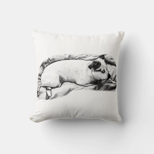 Elegant Terrier Repose with Soft Dots Throw Pillow