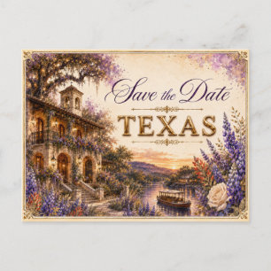 Elegant Texas Save the Date Wedding Invitation Postcard