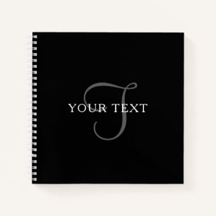 Elegant Text   Black White & Grey Notebook