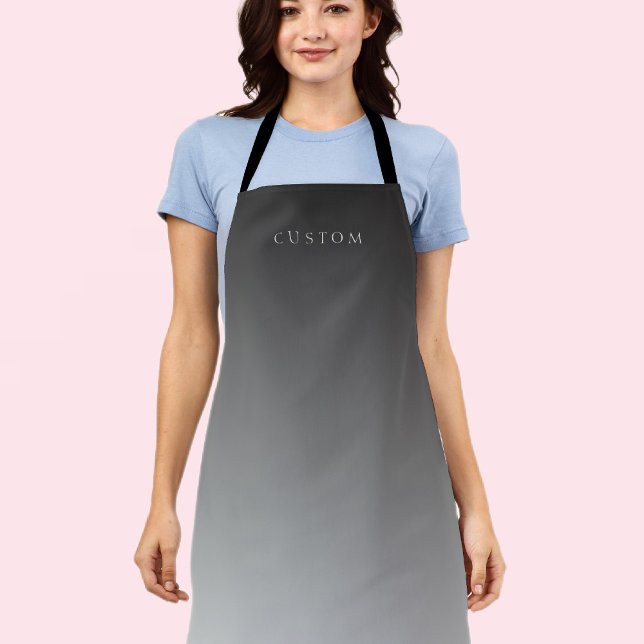 Elegant Text on Simple Modern Grey Ombre Gradient  Apron (Creator Uploaded)