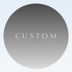 Elegant Text on Simple Modern Grey Ombre Gradient Classic Round Sticker