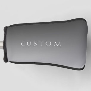 Elegant Text on Simple Modern Grey Ombre Gradient  Golf Head Cover
