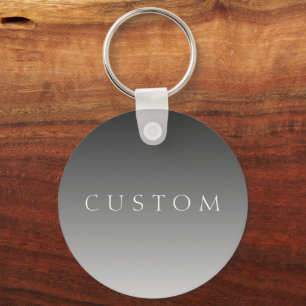 Elegant Text on Simple Modern Grey Ombre Gradient  Keychain