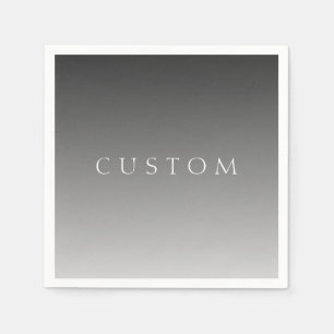 Elegant Text on Simple Modern Grey Ombre Gradient  Napkin