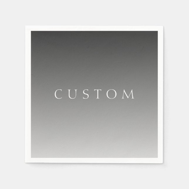Elegant Text on Simple Modern Grey Ombre Gradient  Napkin (Front)