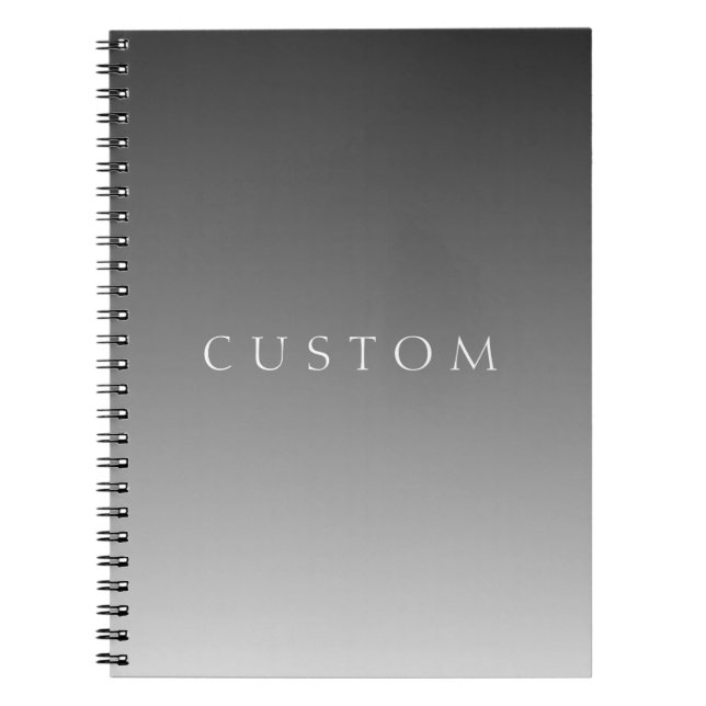 Elegant Text on Simple Modern Grey Ombre Gradient  Notebook (Front)