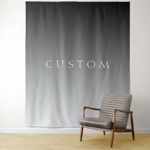 Elegant Text on Simple Modern Grey Ombre Gradient  Tapestry
