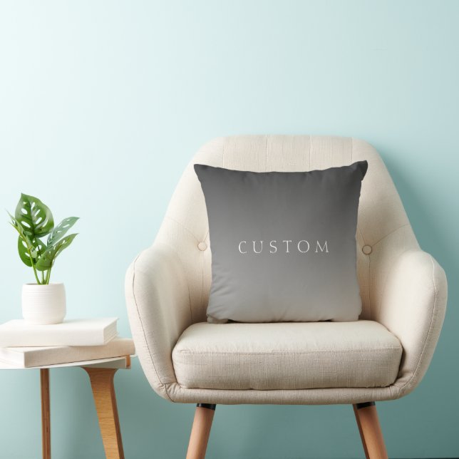 Elegant Text on Simple Modern Grey Ombre Gradient  Throw Pillow (Chair)