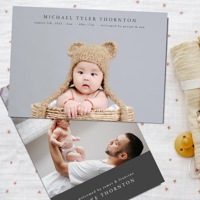 elegant text photo collage welcome baby birth announcement (Creator Uploaded)