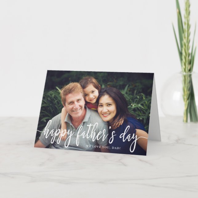 Elegant Text Photo Father's Day Greeting Card (Front)