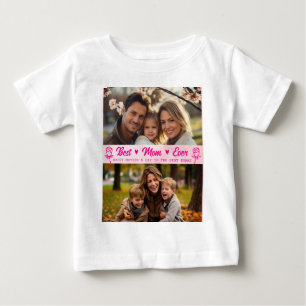 Elegant Text Photo Mother's Day Watercolor Pink Baby T-Shirt