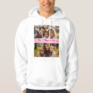 Elegant Text Photo Mother's Day Watercolor Pink Hoodie