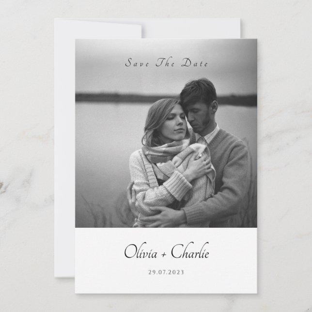 Elegant Text & Photo Wedding Invitation | Editable (Front)