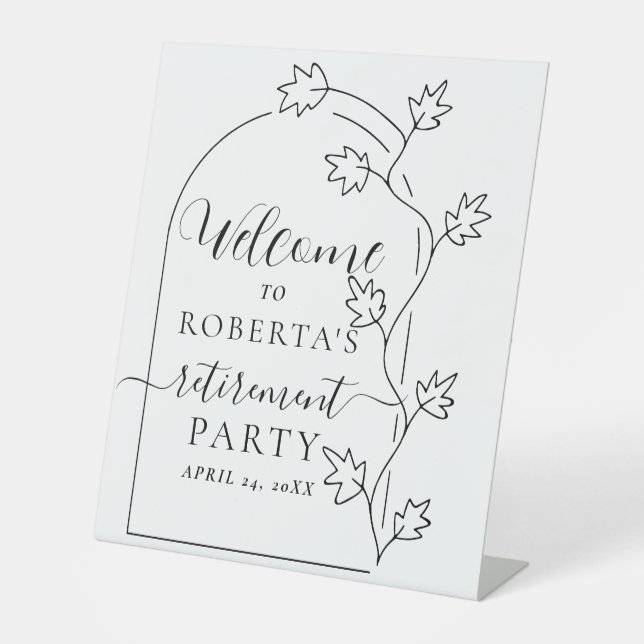 Elegant Text Script Retirement Party Welcome Pedestal Sign (Front)