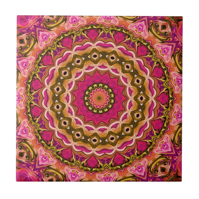 elegant textile carpet floral mandala pattern tile (Front)