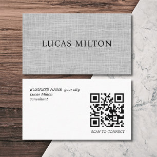 Elegant Texture Grey QR Code Consultant Business Card