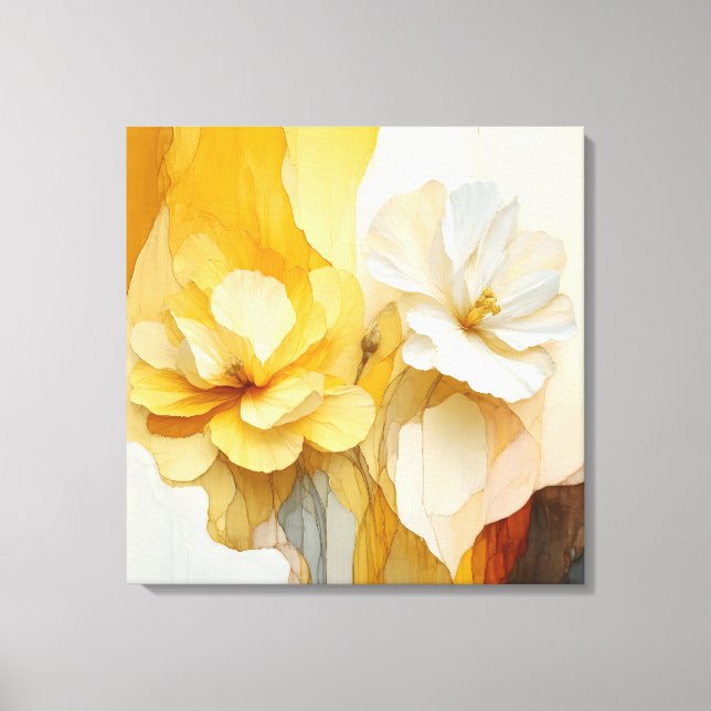 Elegant Textured Floral Art Canvas Print (Front)