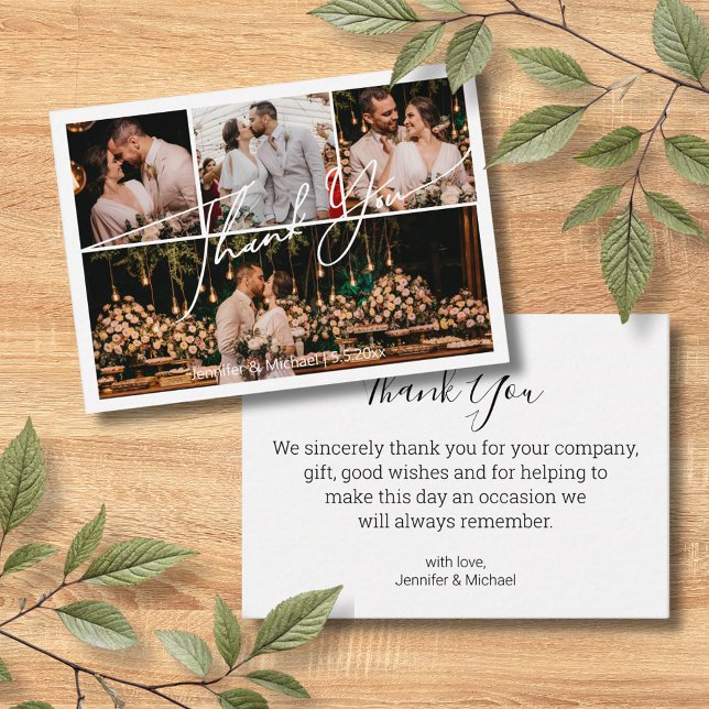 elegant thank you 4 photos collage wedding chic card (Creator Uploaded)