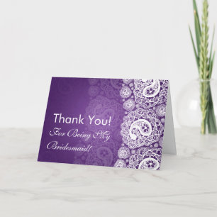 Elegant Thank You Bridesmaid Paisley Lace Purple