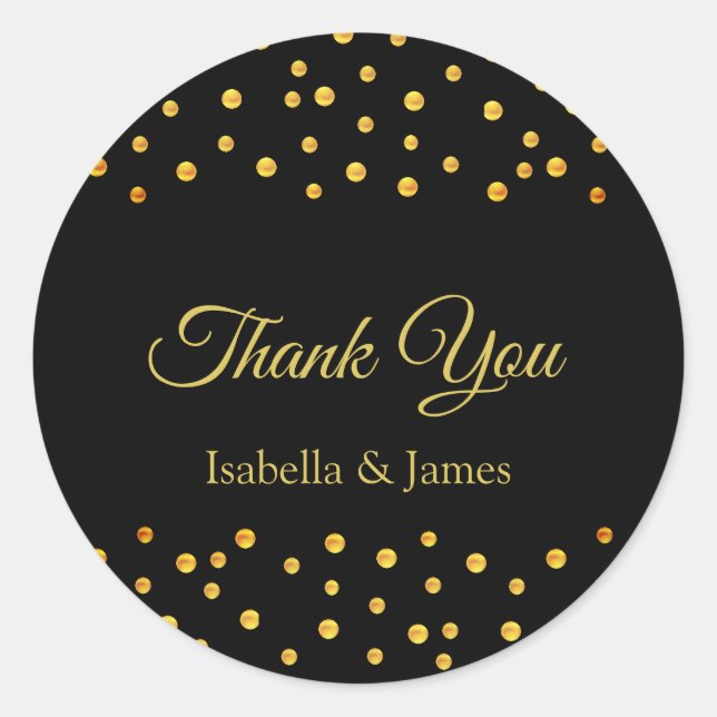 Elegant Thank You Calligraphy on Black Classic Round Sticker (Front)