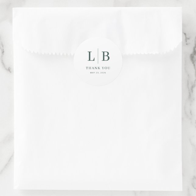 Elegant Thank You Card Classic Round Sticker (Bag)