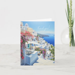 Elegant “Thank You” Card with a View of Santorini