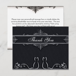 Elegant Thank You Cats, Tail Vines, Black & White