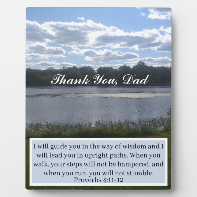 Elegant Thank you Dad Proverbs 4 Landscape Plaque (Front)