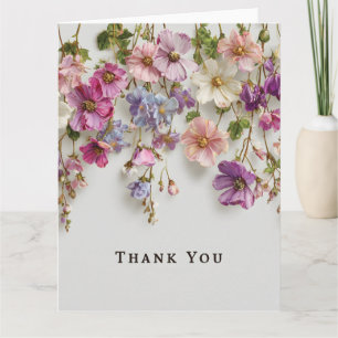 Elegant "Thank You" Design with Hanging Flowers Thank You Card