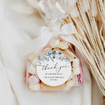 Elegant Thank You Floral Wedding Favours Classic Round Sticker<br><div class="desc">Designed to co-ordinate with our Pressed Floral Blue Wedding collection,  this customisable Sticker features ditsy watercolor florals with delicate greenery vines,  paired with a modern script font. Perfect for any season. To make advance changes,  select Personalize -> Edit using Design tool.</div>