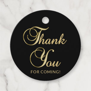Elegant Thank You for Coming Black Gold Favour Tags
