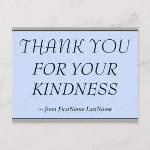 Elegant "THANK YOU FOR YOUR KINDNESS" Postcard