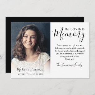 Elegant Thank You Funeral Photo Sympathy Grief