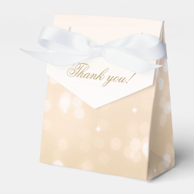 Elegant Thank You Gold Bokeh Sparkle Lights Favor Box (Front Side)