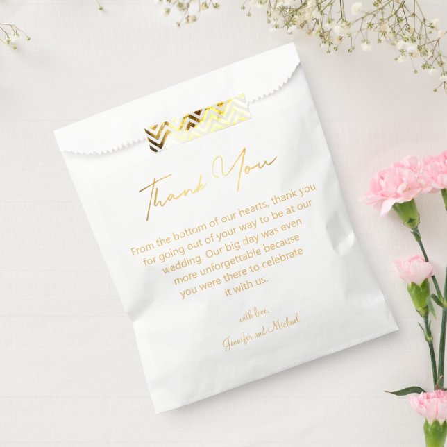 elegant thank you gold chic script wedding  favour bag (Sealed)