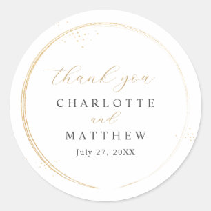 Elegant Thank You Gold Wedding  Classic Round Sticker