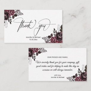 elegant thank you gothic flowers wedding modern card