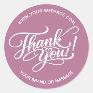 Elegant “Thank You” Hand-Lettered Design with Hear Classic Round Sticker