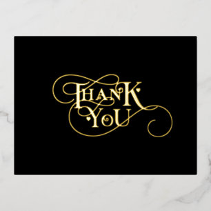 Elegant Thank You Heart Typography Photo Wedding F Foil Holiday Postcard