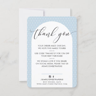 ELEGANT THANK YOU modern arch pale baby blue black Card