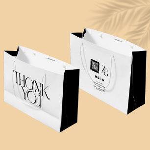 Elegant Thank You Modern Business   QR Code Large Gift Bag