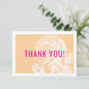 ELEGANT THANK YOU modern roses floral beige pink Card