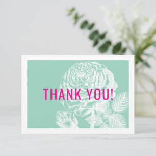 ELEGANT THANK YOU modern roses floral mint pink