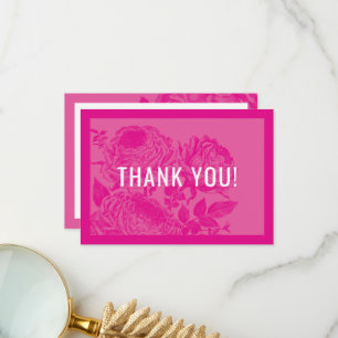 ELEGANT THANK YOU modern roses floral pretty pink Card
