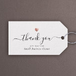 Elegant Thank You Modern Script Rose Gold Business Gift Tags<br><div class="desc">This modern chic rose gold heart thank you gift tag features hand-lettered script calligraphy alongside your small business name in elegant serif typography. Space for additional message on the back. This is the horizontal black and white version.</div>