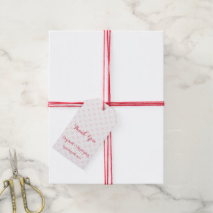 Elegant Thank You Pink Hearts Wedding Favour Hang Gift Tags