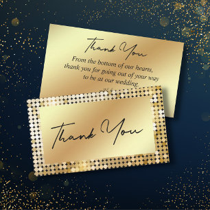 elegant thank you retro disco gold chic wedding   card